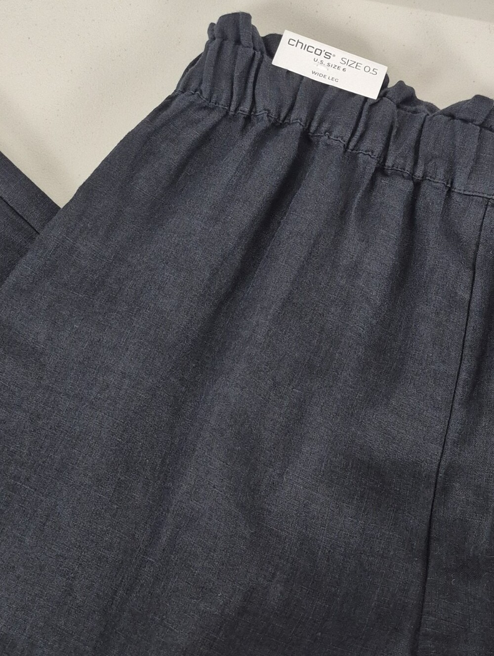 Chico's Pull-On Black Linen Wide Leg Crop Culotte Pants - Size 6 - Picture 9 of 16